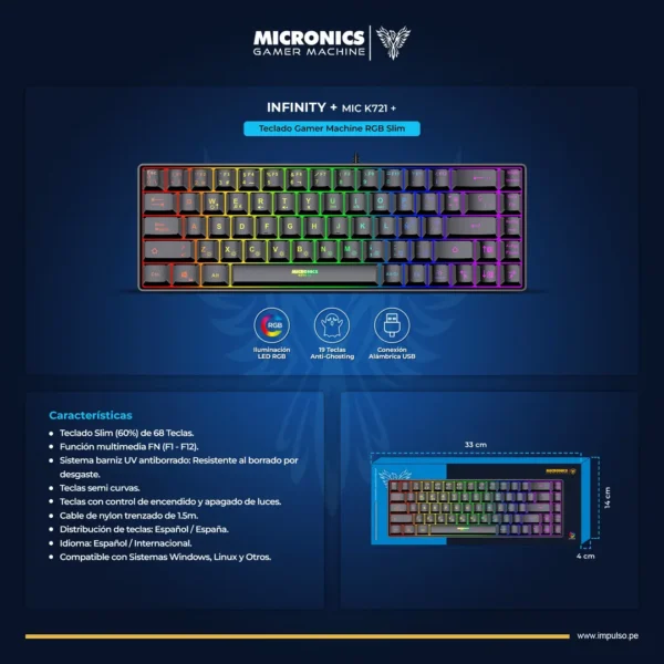 Teclado Micronics Infinity MIC K721+ - Imagen 2