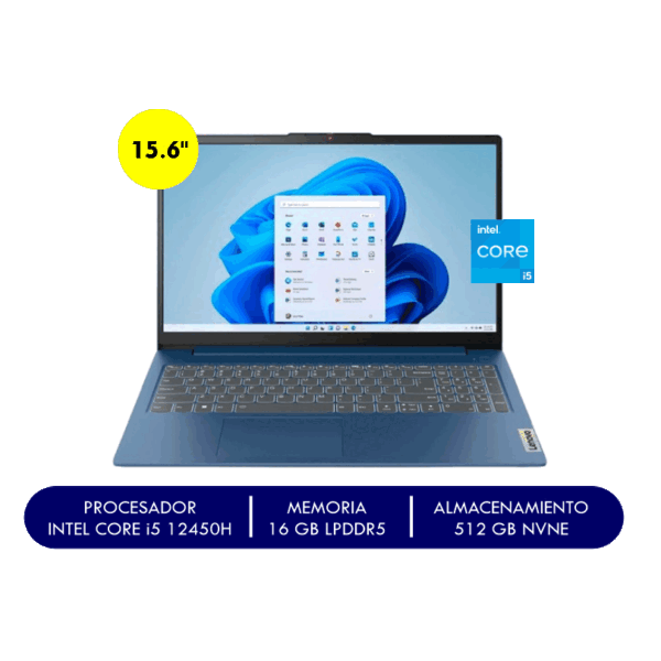 Notebook Lenovo IdeaPad Slim 3 15.6" FHD TN Core i5-12450H 2.0/4.4GHz 16GB LPDDR5-4800 / SSD 512GB