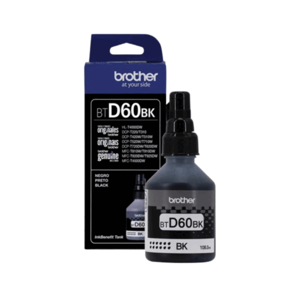 Botella de Tinta Brother BTD60BK Negro rinde 6500 páginas