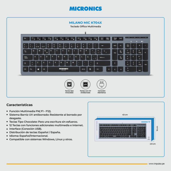Teclado Micronics Milano - MIC K704x - Imagen 2
