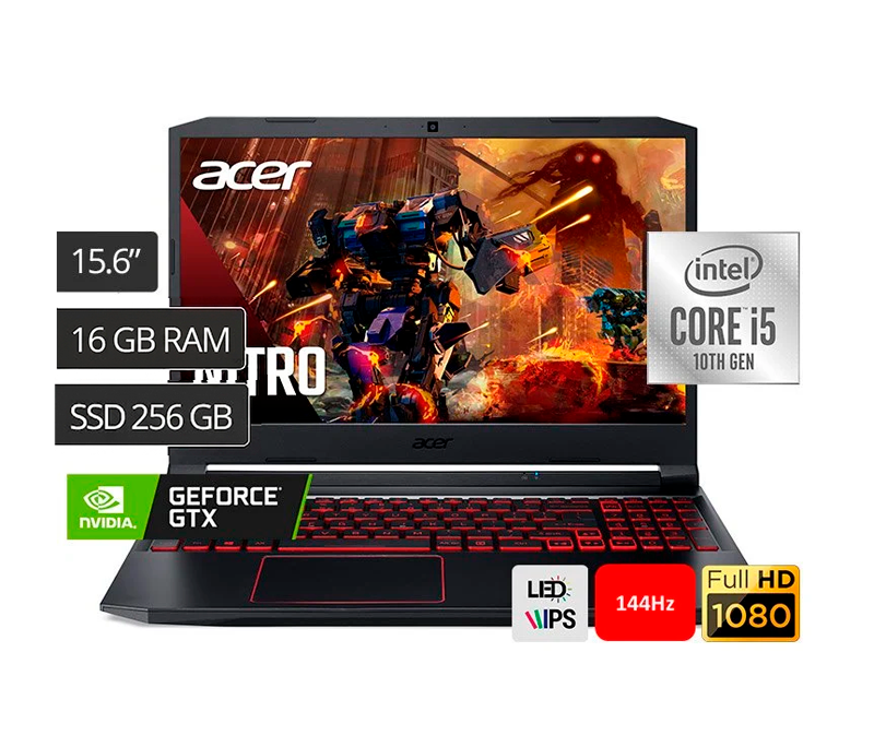 Acer Nitro core i5 10300H, Ram de 16gb, ssd 256gb pantalla 15.6 FHD GTX 1650 4GB