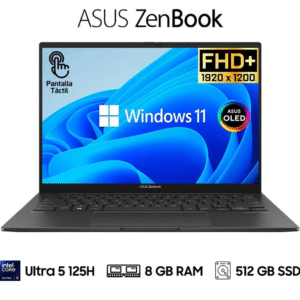 Asus Zenbook 14” tactil, Intel Core Ultra 5 125H, 8GB DDR5, 512GB SSD
